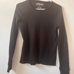 American Eagle Black Waffle Long Sleeve Tee